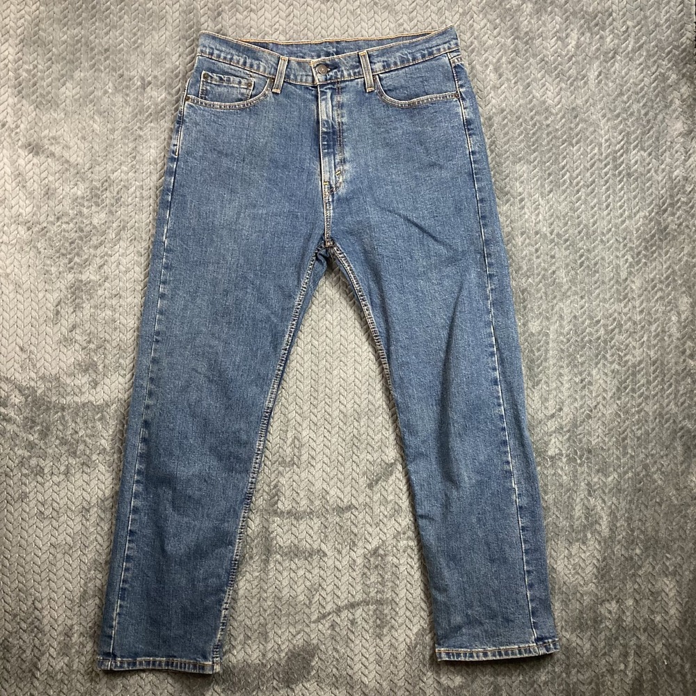 Levis 505 Jeans Mens 36x27 Blue Straight Leg Regular Fit Denim Pants Medium